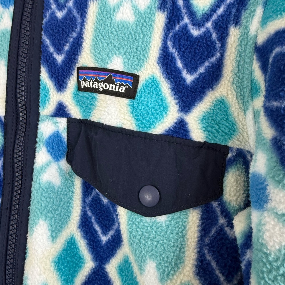 Patagonia Synchilla, blue Pine Patch Snap-T Hooded Full-Zip Fleece Jacket XS - Picture 2 of 6